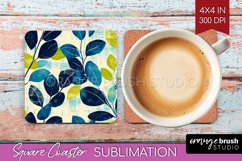 Eucalyptus Leaves Square Coaster - Bonanical Coaster PNG Product Image 1