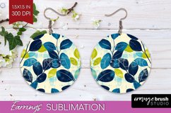 Eucalyptus Leaves Round Earrings - Bonanical PNG Sublimation Product Image 1