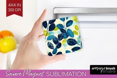 Eucalyptus Leaves Magnet Sublimation - Botanical Square PNG Product Image 1