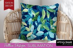 Eucalyptus Leaves Pillow Sublimation - Botanical Pillow PNG Product Image 1