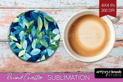Eucalyptus Leaves Round Coaster - Bonanical Coaster PNG Product Image 1