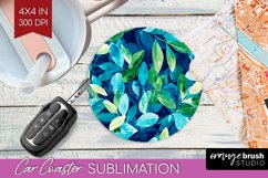 Eucalyptus Leaves Car Coaster - Botanical Coaster PNG Product Image 1