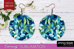 Eucalyptus Leaves Round Earrings - Bonanical PNG Sublimation Product Image 1