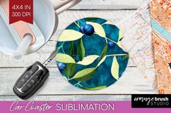 Eucalyptus Leaves Car Coaster - Botanical Coaster PNG Product Image 1