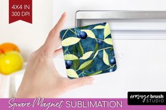 Eucalyptus Leaves Magnet Sublimation - Botanical Square PNG Product Image 1