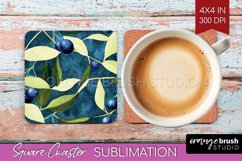Eucalyptus Leaves Square Coaster - Bonanical Coaster PNG Product Image 1