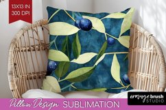 Eucalyptus Leaves Pillow Sublimation - Botanical Pillow PNG Product Image 1