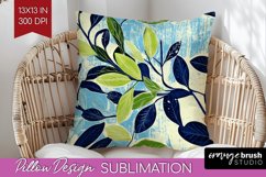 Eucalyptus Leaves Pillow Sublimation - Botanical Pillow PNG Product Image 1