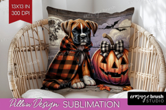 Boxer Dog Pillow Sublimation Halloween Pillow Cover PNG Product Image 1