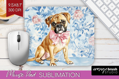 Boxer Dog Mouse Pad Sublimation Blue Toile Mousepad PNG Product Image 1