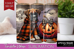 Boxer Dog Tumbler Wrap Halloween Tumbler PNG Sublimation Product Image 1