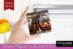 Boxer Dog Magnet Sublimation Halloween Square Magnet PNG Product Image 1