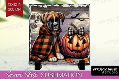 Boxer Dog Slate PNG Halloween Square Slate Sublimation Product Image 1