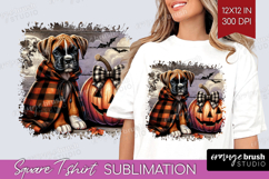 Boxer Dog Square Tshirt Background Halloween PNG Sublimation Product Image 1