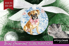 Boxer Dog Ornament PNG Blue Toile PNG Sublimation Product Image 1