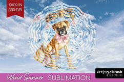 Boxer Dog Wind Spinner Sublimation PNG Blue Toile Round Product Image 1