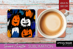 Halloween Square Coaster - Brush Stroke Coaster PNG Product Image 1