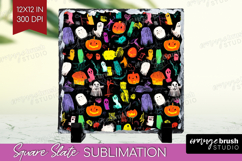Halloween Slate PNG - Brush Stroke Square Slate Sublimation Product Image 1