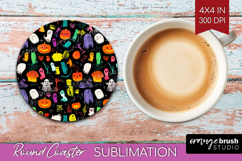 Halloween Round Coaster - Brush Stroke Coaster PNG Product Image 1
