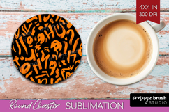 Halloween Round Coaster - Brush Stroke Coaster PNG Product Image 1