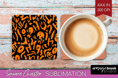 Halloween Square Coaster - Brush Stroke Coaster PNG Product Image 1