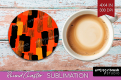 Halloween Round Coaster - Brush Stroke Coaster PNG Product Image 1