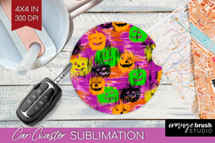 Halloween Car Coaster - Brush Stroke Coaster PNG Sublimation Product Image 1