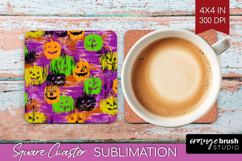 Halloween Square Coaster - Brush Stroke Coaster PNG Product Image 1
