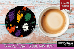 Halloween Round Coaster - Brush Stroke Coaster PNG Product Image 1