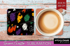 Halloween Square Coaster - Brush Stroke Coaster PNG Product Image 1
