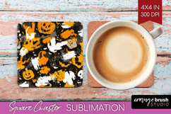 Halloween Square Coaster - Brush Stroke Coaster PNG Product Image 1