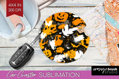 Halloween Car Coaster - Brush Stroke Coaster PNG Sublimation Product Image 1