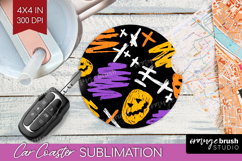Halloween Car Coaster - Brush Stroke Coaster PNG Sublimation Product Image 1