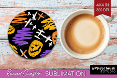 Halloween Round Coaster - Brush Stroke Coaster PNG Product Image 1
