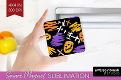 Halloween Magnet Sublimation - Brush Stroke Square Magnet Product Image 1