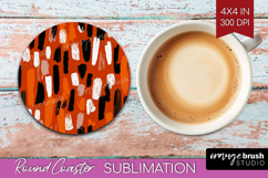 Halloween Round Coaster - Brush Stroke Coaster PNG Product Image 1