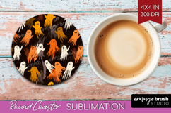 Halloween Round Coaster - Brush Stroke Coaster PNG Product Image 1