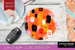 Halloween Car Coaster - Brush Stroke Coaster PNG Sublimation Product Image 1
