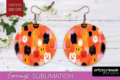 Halloween Round Earrings - Brush Stroke PNG Sublimation Product Image 1