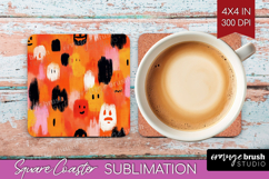 Halloween Square Coaster - Brush Stroke Coaster PNG Product Image 1