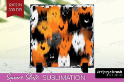 Halloween Slate PNG - Brush Stroke Square Slate Sublimation Product Image 1