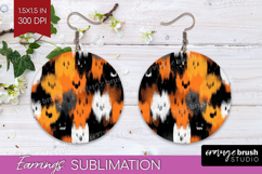 Halloween Round Earrings - Brush Stroke PNG Sublimation Product Image 1