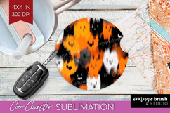 Halloween Car Coaster - Brush Stroke Coaster PNG Sublimation Product Image 1