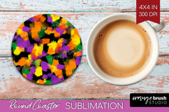 Halloween Round Coaster - Brush Stroke Coaster PNG Product Image 1
