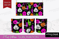 Halloween Mug Wrap - Brush Stroke Mug PNG Sublimation Product Image 1