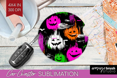 Halloween Car Coaster - Brush Stroke Coaster PNG Sublimation Product Image 1