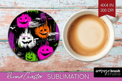 Halloween Round Coaster - Brush Stroke Coaster PNG Product Image 1