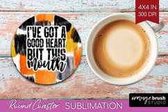 Sarcastic Halloween Quote Round Coaster - Brush Stroke PNG Product Image 1