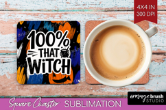 Halloween Quote Square Coaster - Sarcastic Coaster PNG Product Image 1
