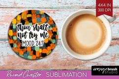 Sarcastic Halloween Quote Round Coaster - Brush Stroke PNG Product Image 1